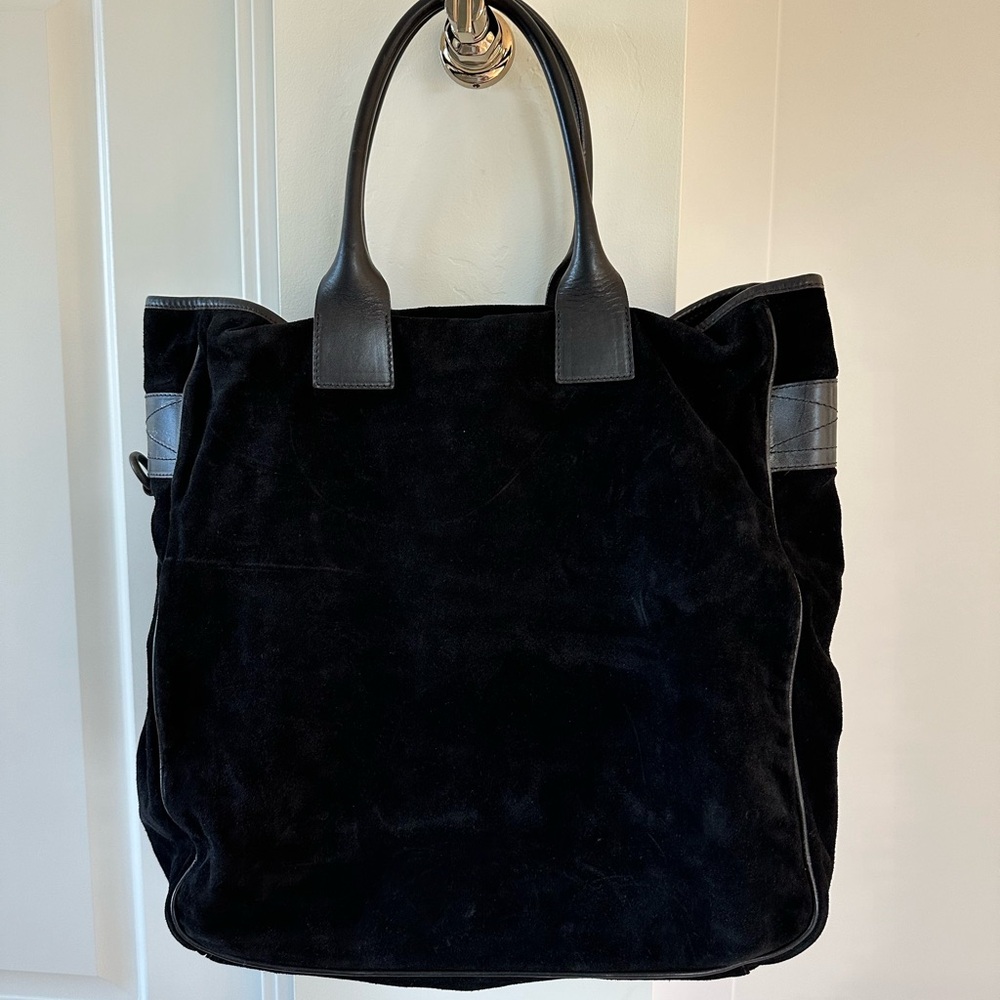 Calvin Klein Suede Black Tote with Leather Trim Bag